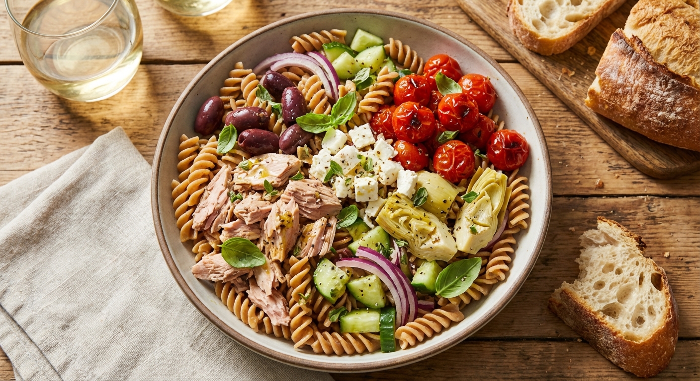Mediterranean Tuna & Whole Wheat Pasta Salad