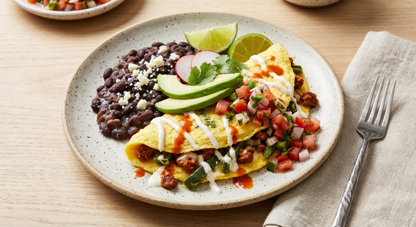Mexican Scrambled Eggs with Black Beans & Salsa