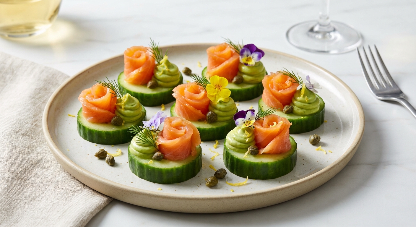 Smoked Salmon & Avocado Cucumber Rounds