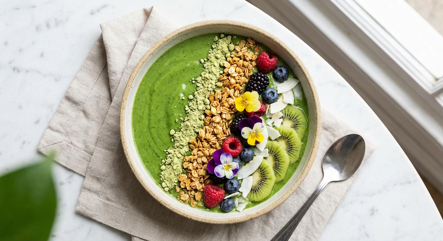 Green Smoothie Bowl with Pea Protein & GF Granola