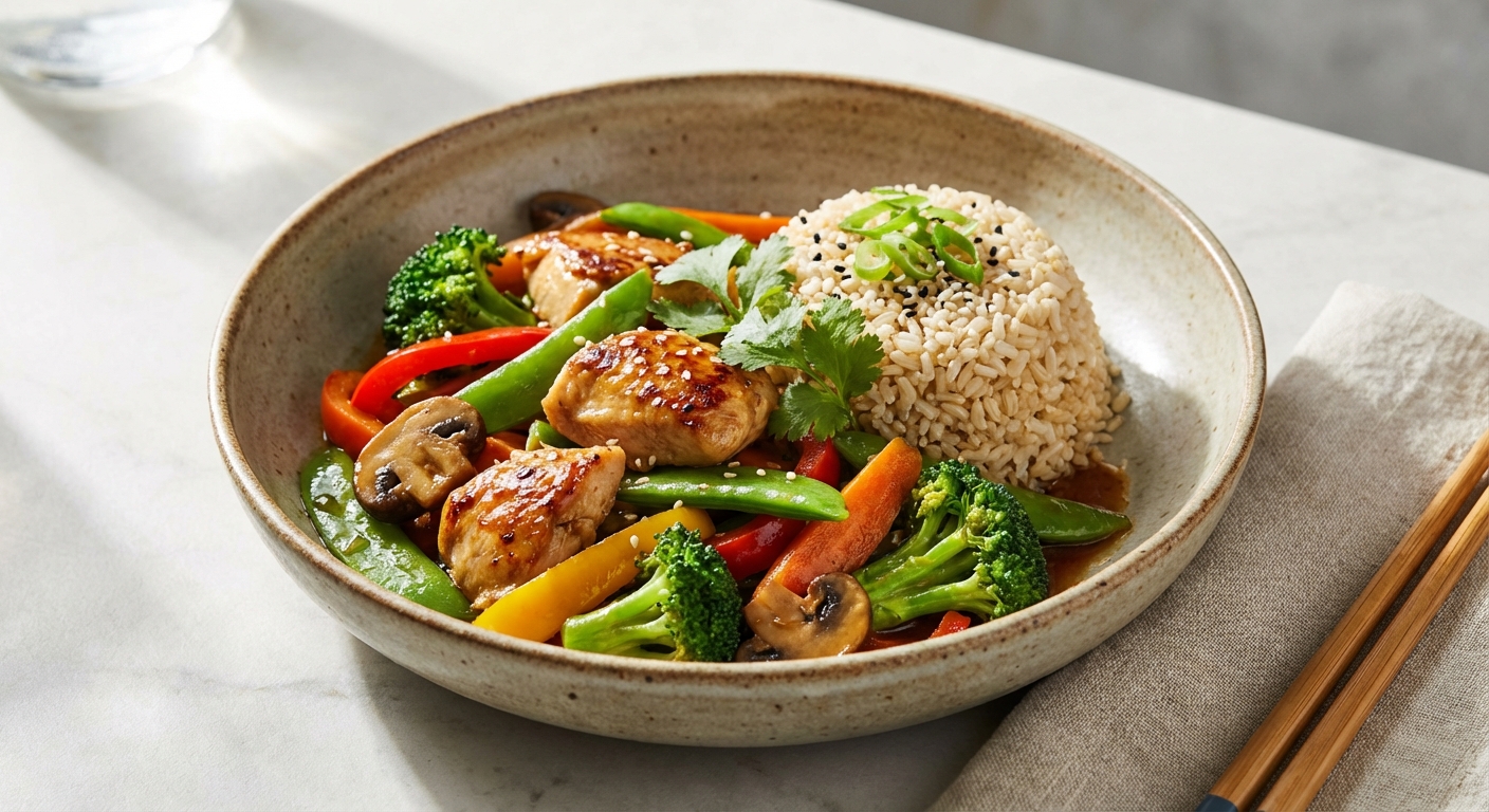 Chicken & Vegetable Stir-Fry with Brown Rice