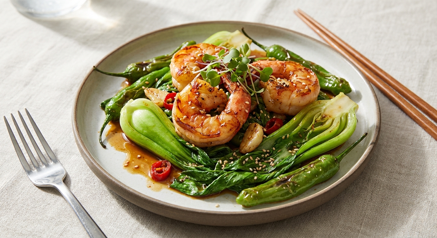 Garlic Shrimp with Bok Choy Stir-Fry