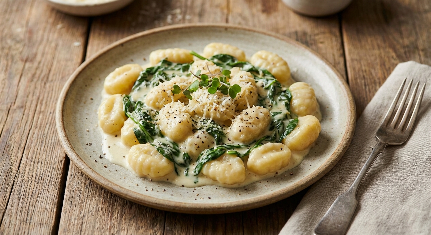 Creamy Gnocchi Alfredo with Spinach