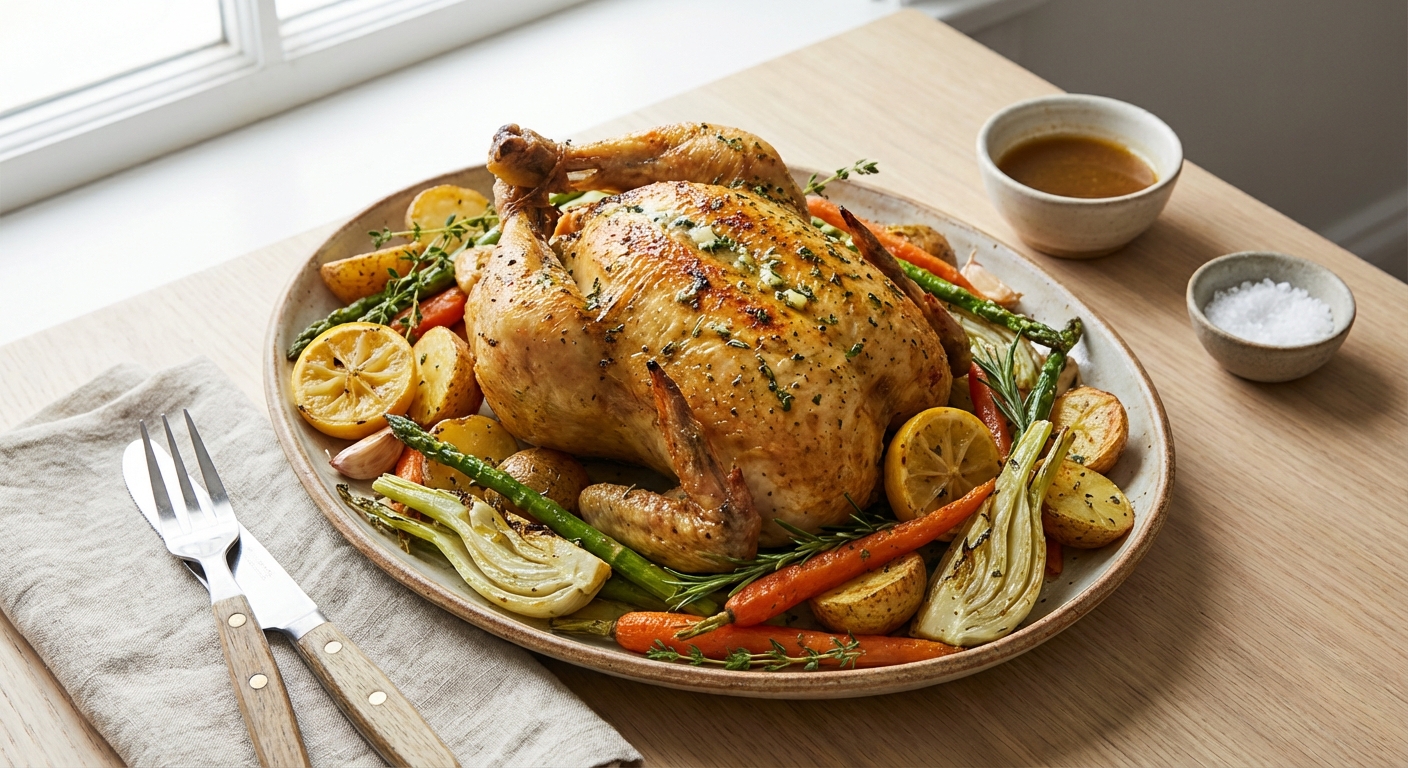 Lemon Garlic Herb Roasted Chicken with Vegetables