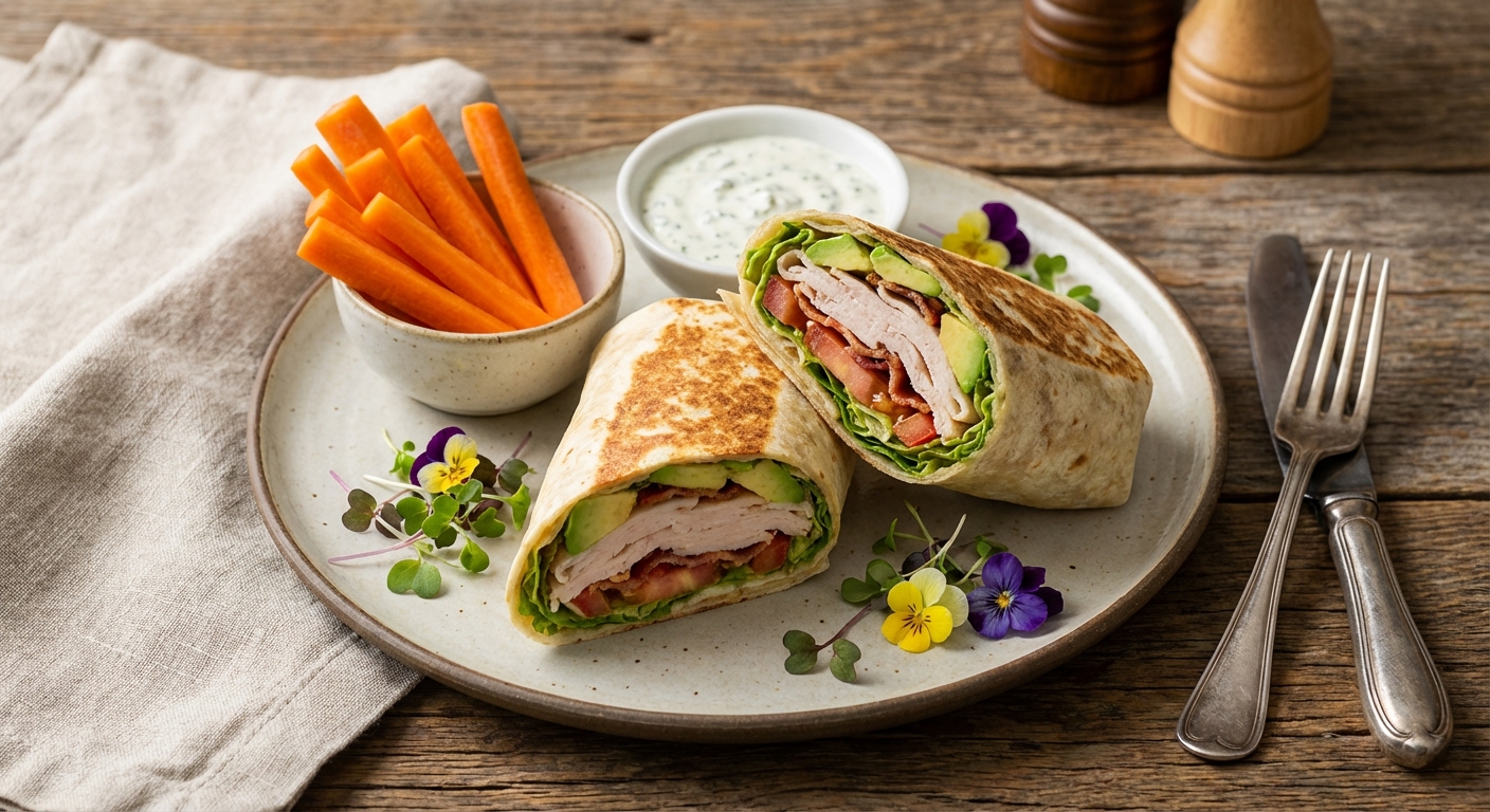 Turkey & Avocado Wrap with Carrot Sticks