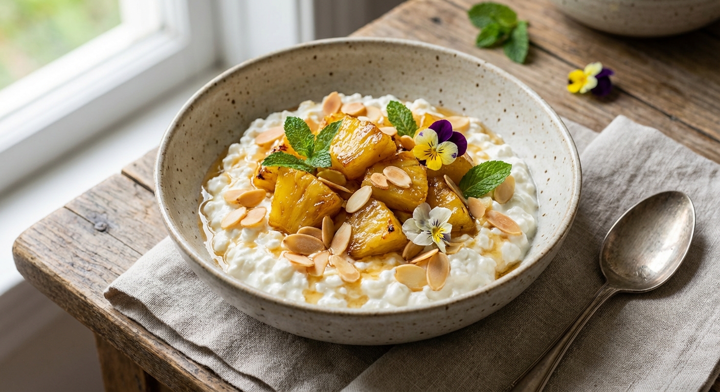 Cottage Cheese Bowl with Pineapple & Toasted Almonds