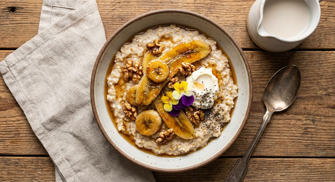 Oatmeal with Banana and Walnuts