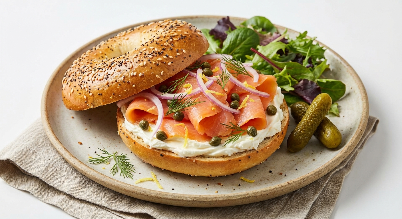 Bagels with Cream Cheese and Smoked Salmon