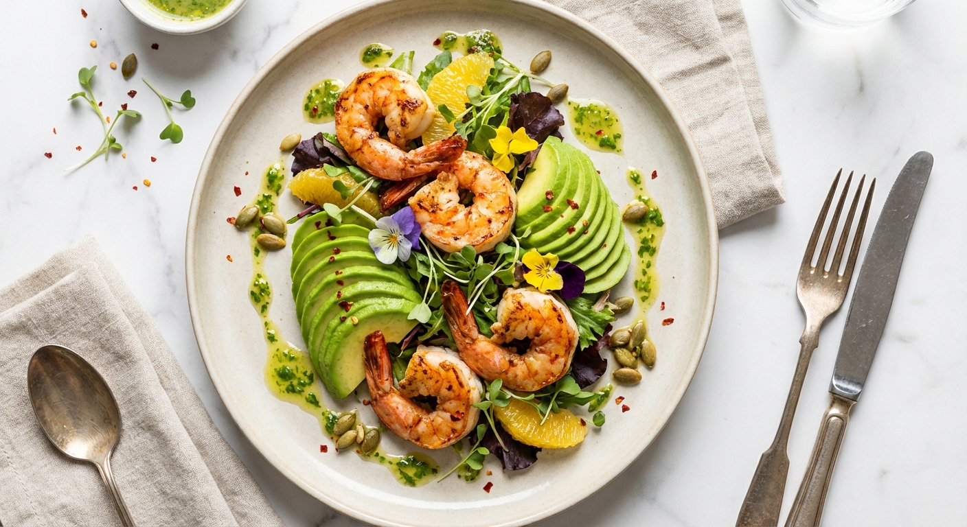 Shrimp & Avocado Salad with Lime-Cilantro Dressing