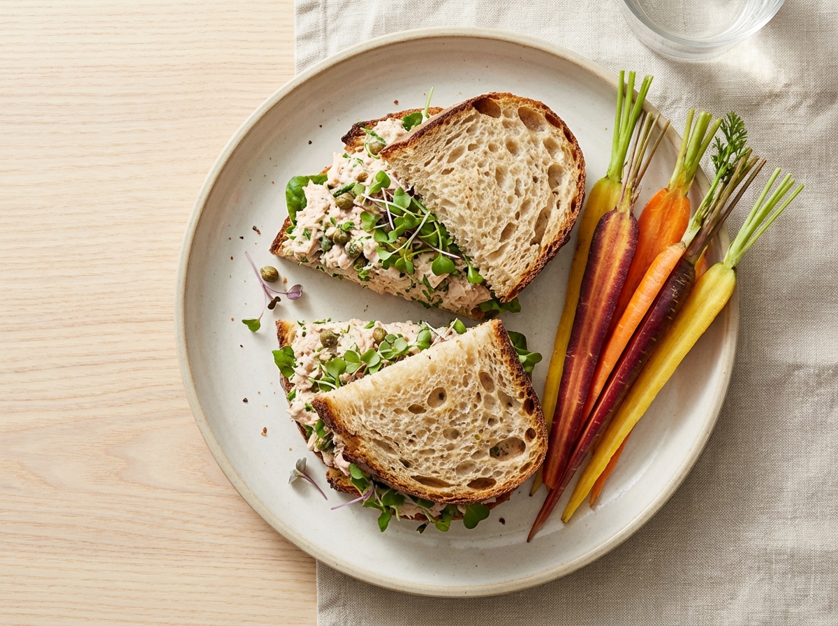 Tuna Salad Sandwich with Carrot Sticks