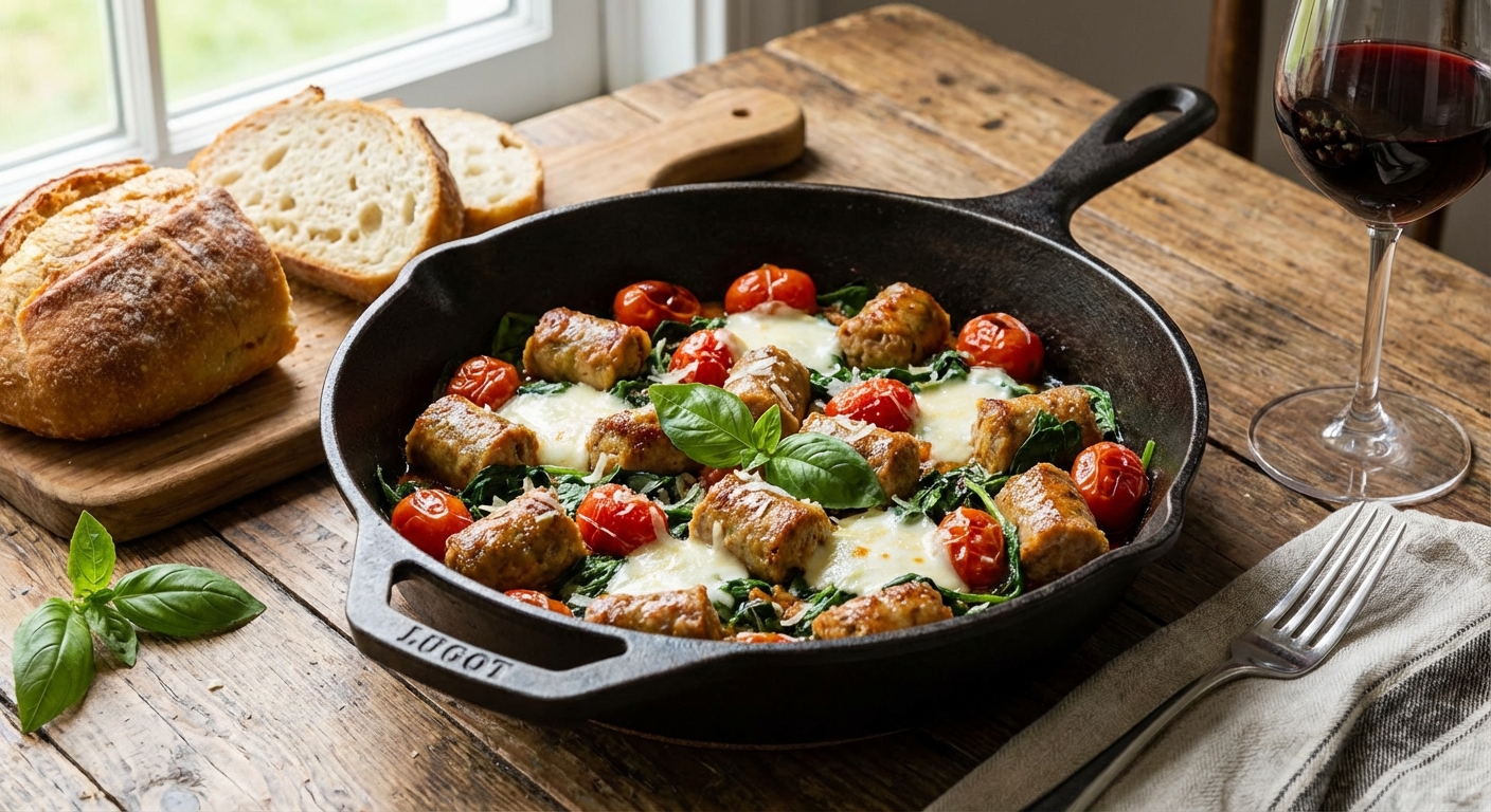 Italian Turkey Sausage & Spinach Skillet