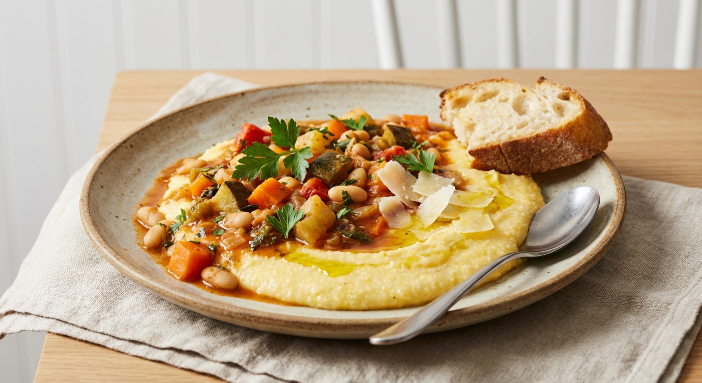 Vegetable & White Bean Stew with Polenta