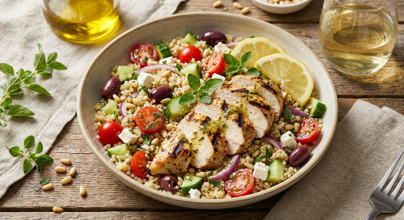 Lemon‑Herb Grilled Chicken & Quinoa Salad (Mediterranean Style)