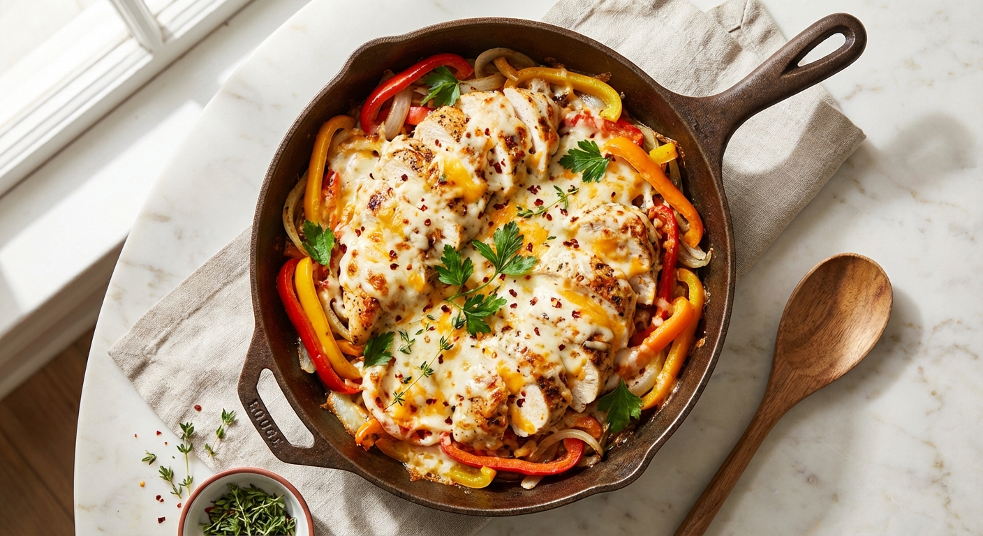 Cheesy Chicken and Pepper Skillet