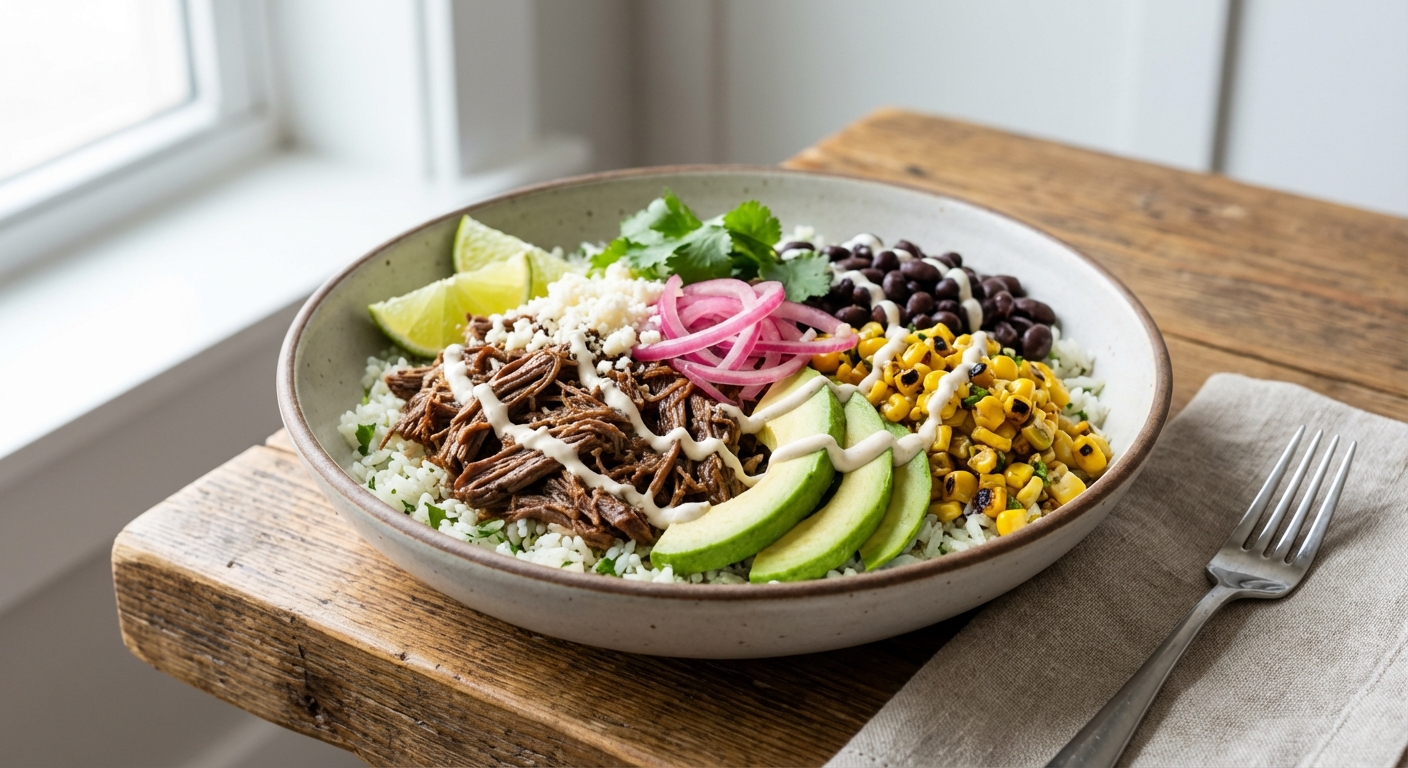Beef & Black Bean Burrito Bowls with Cilantro-Lime Rice
