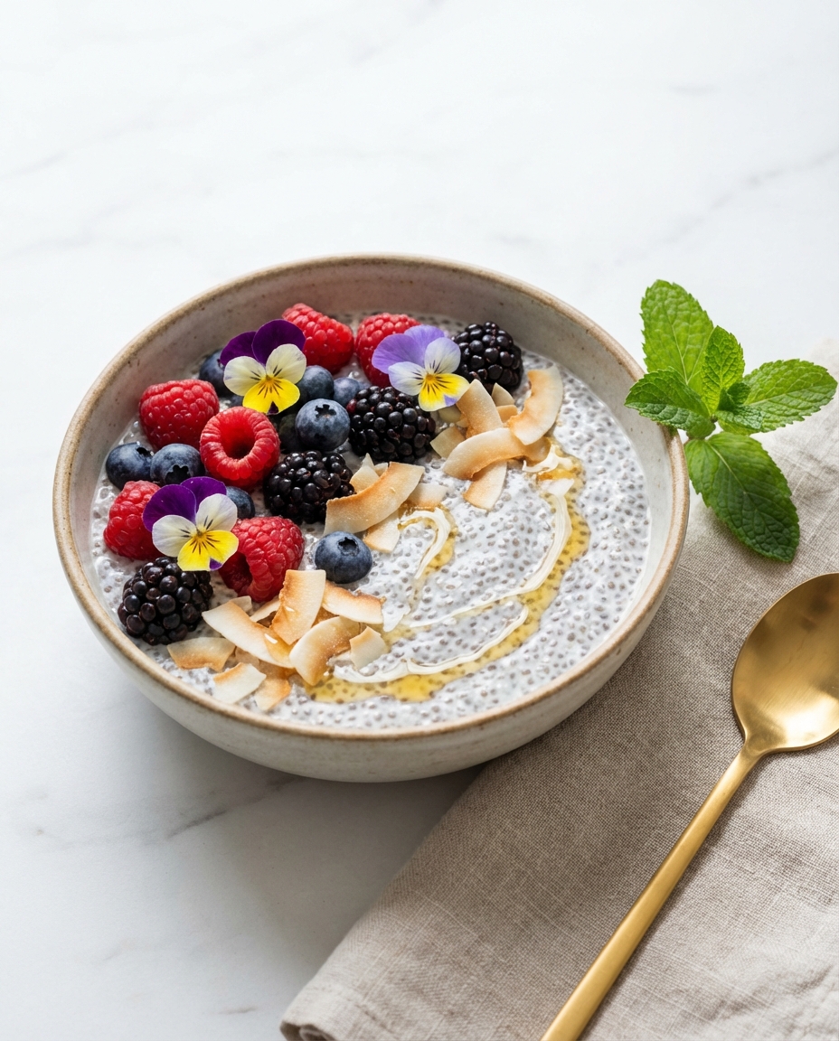Overnight Chia Pudding with Coconut Milk & Mixed Berries