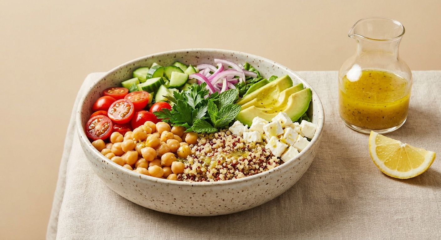 Quinoa Chickpea Salad with Lemon Vinaigrette