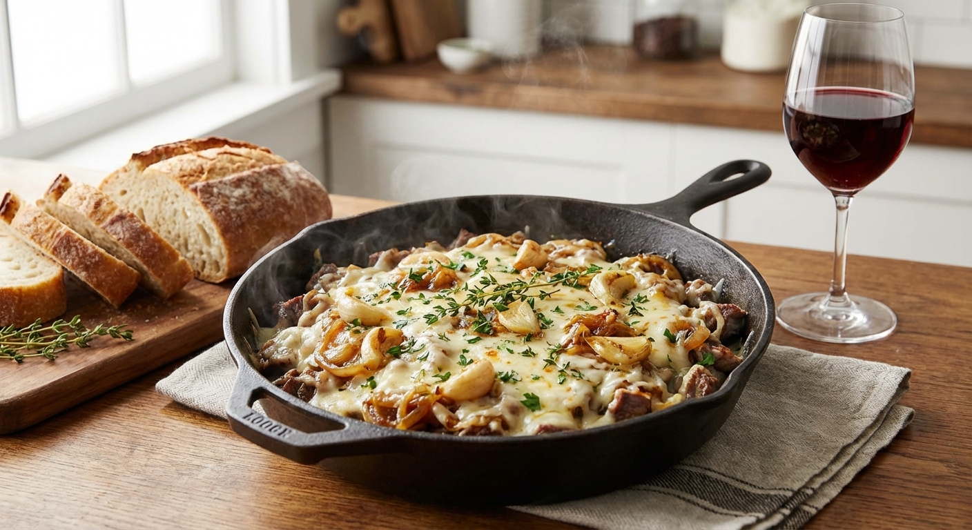 Cheesy Garlic Beef Skillet