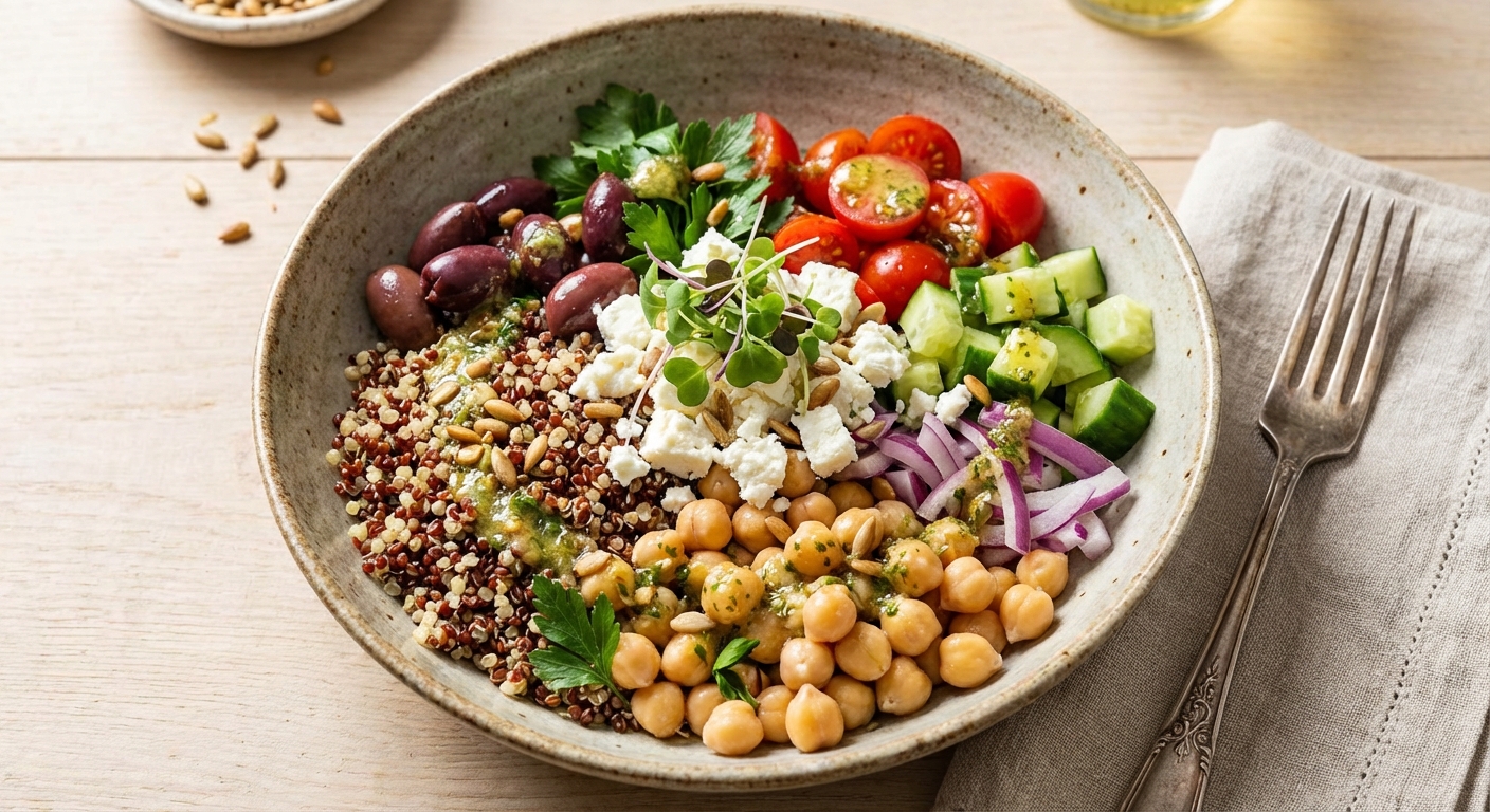 Quinoa & Chickpea Salad with Feta and Veggies