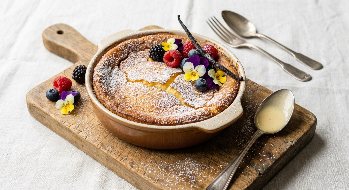Rustic French Vanilla Sugar Custard Cake (Clafoutis-style)