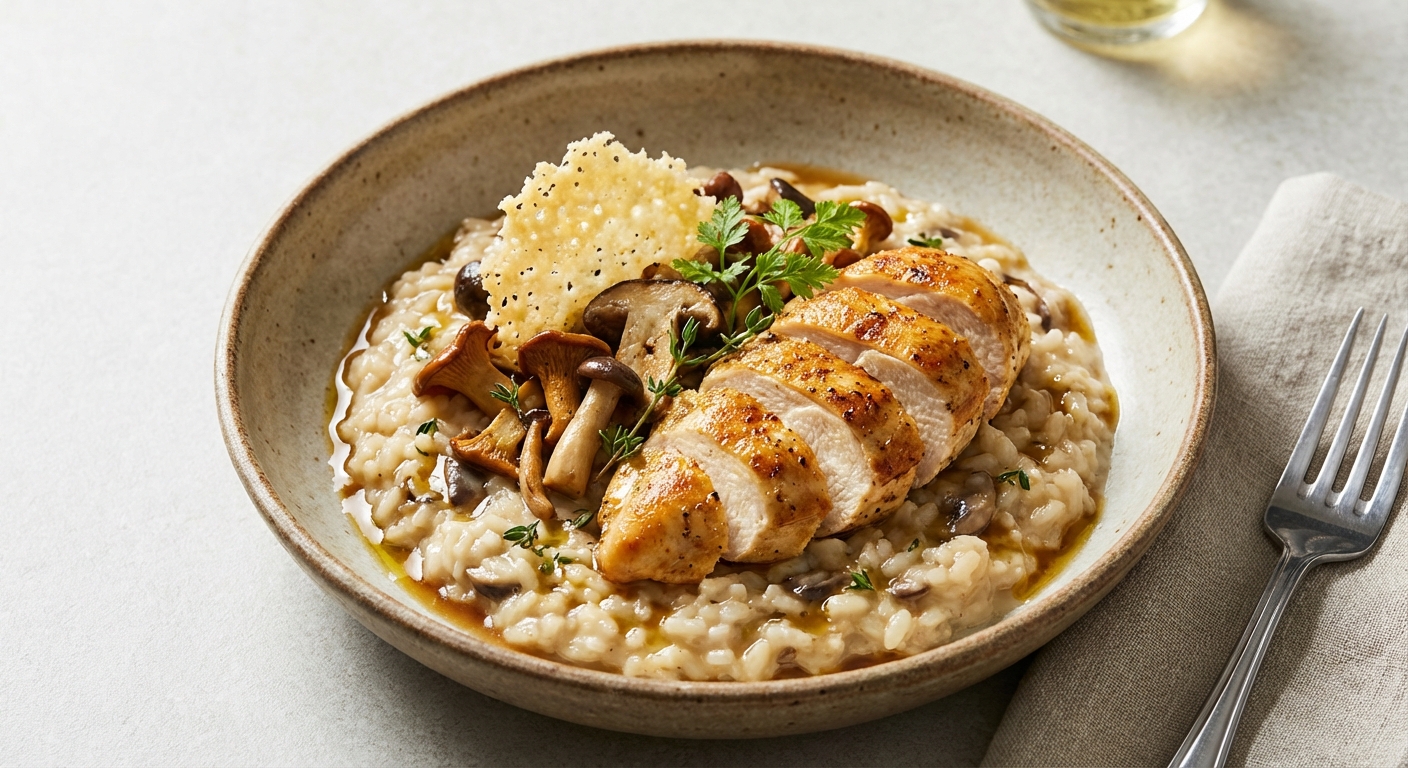 Mushroom Risotto with Roasted Chicken Breast