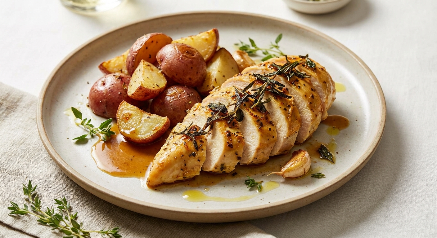 Herb Roasted Skinless Chicken Breast with Red Potatoes
