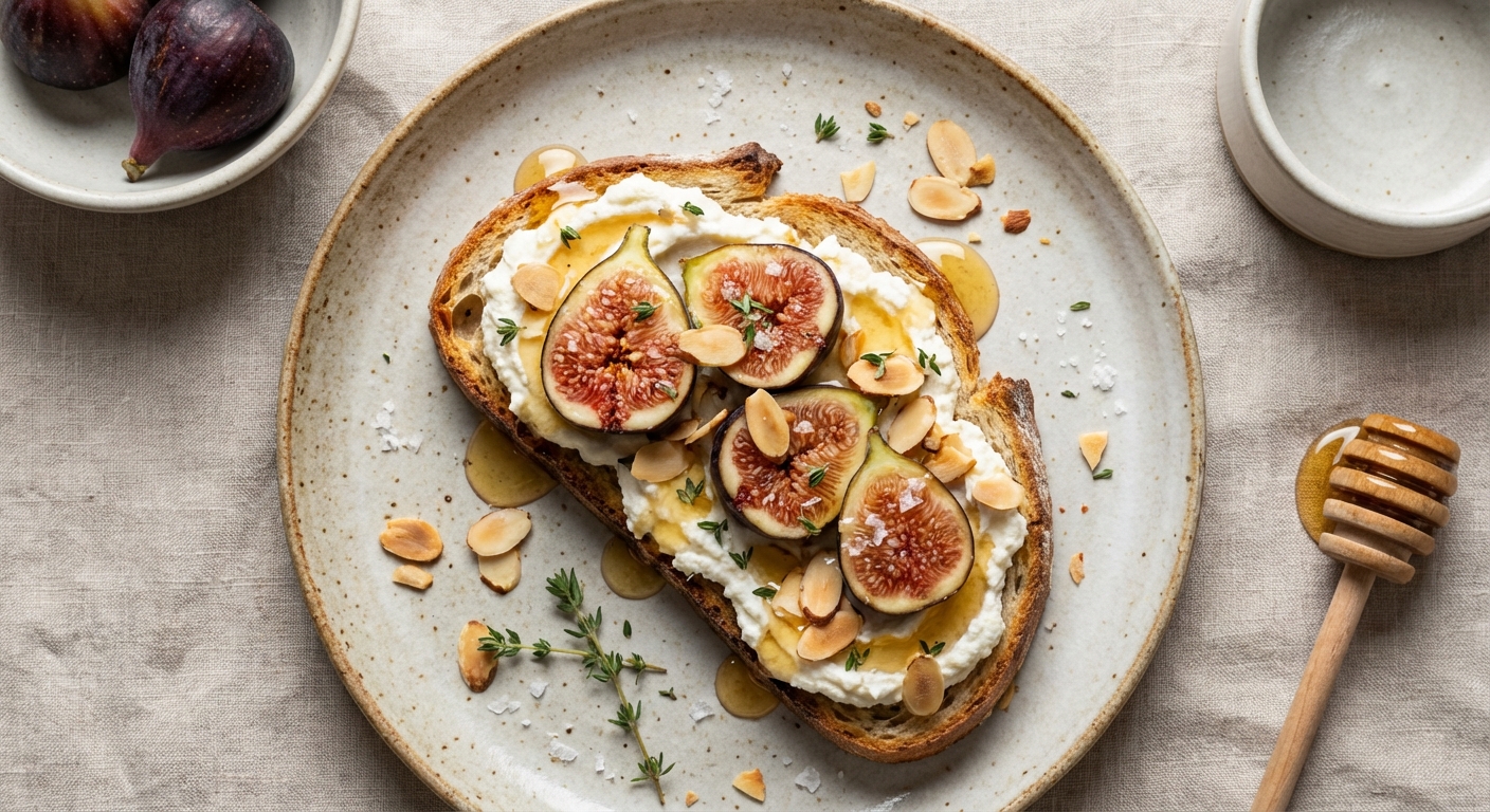 Ricotta Toast with Honey, Figs & Almonds