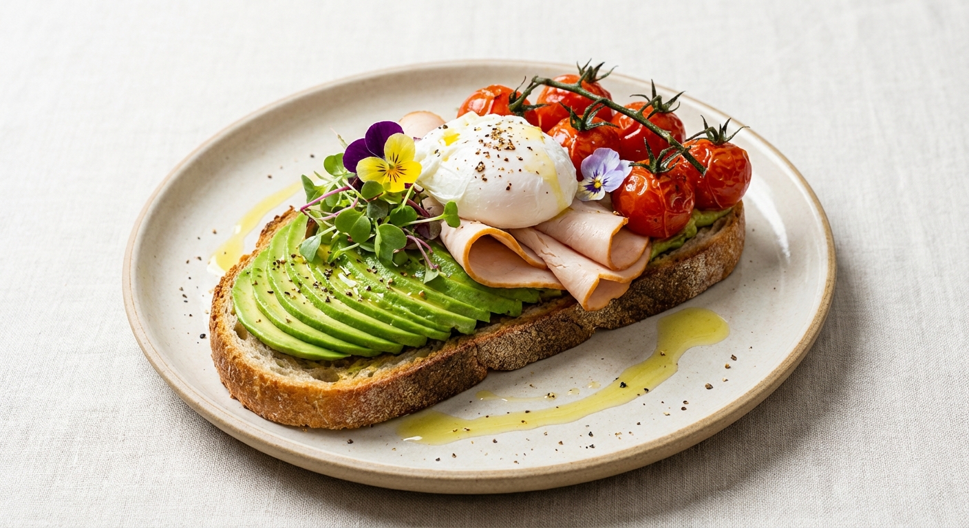 Avocado Toast with Smoked Turkey & Roasted Cherry Tomatoes