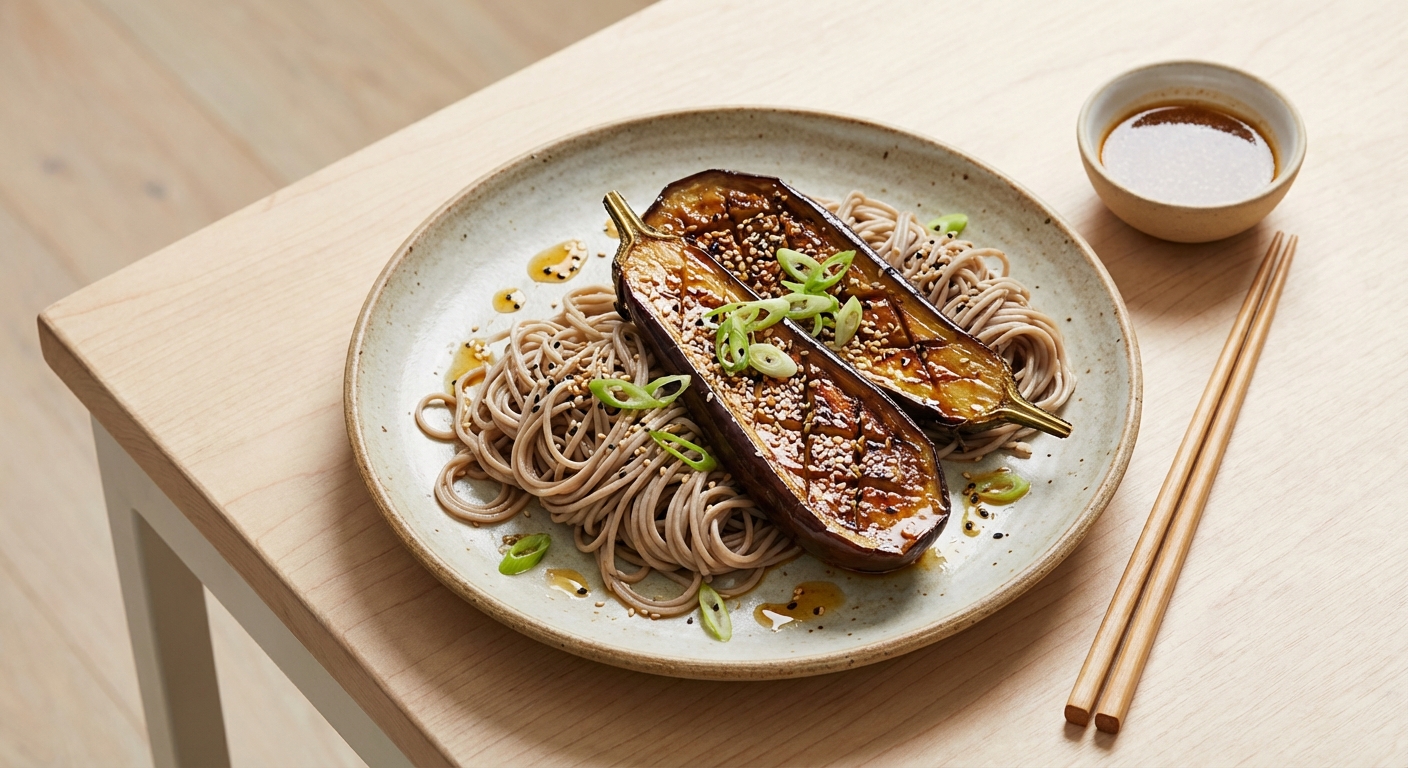 Miso-Glazed Eggplant with Soba Noodles and Sesame