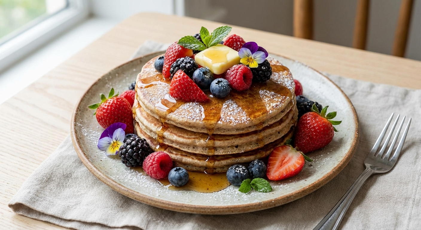 Whole-Grain Pancakes with Mixed Berries