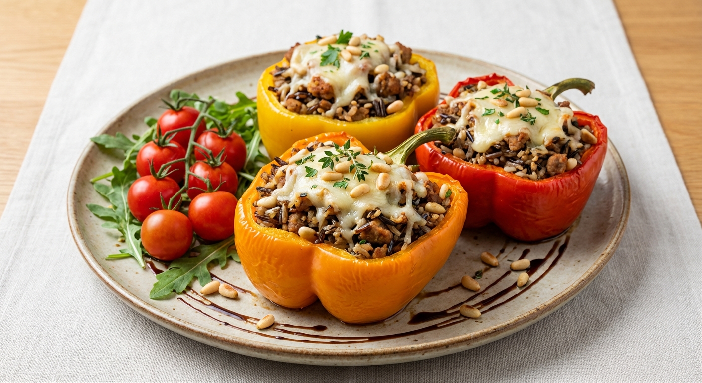 Stuffed Bell Peppers with Ground Turkey & Rice
