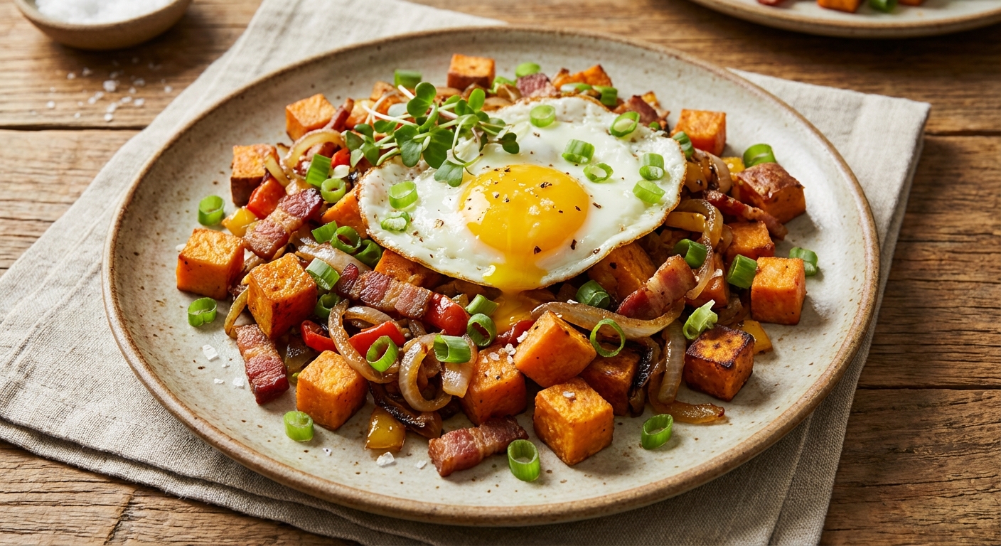 Sweet Potato Breakfast Hash with Scallions