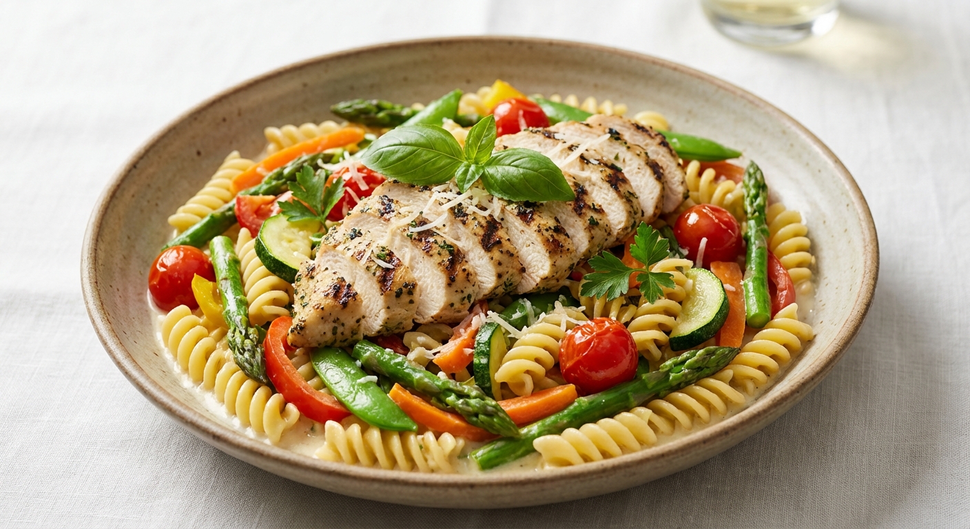 Pasta Primavera with Grilled Chicken