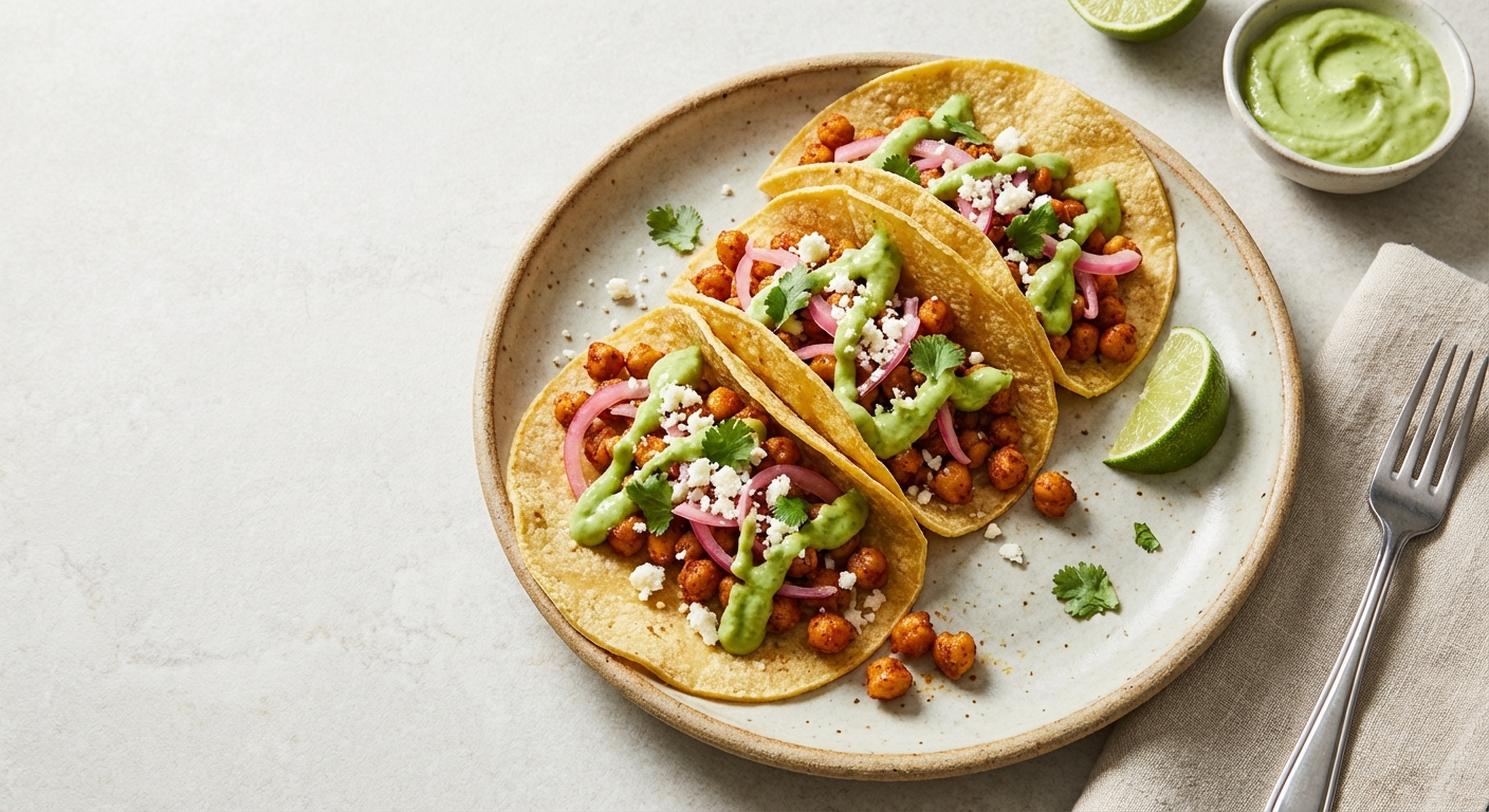 Chickpea Tacos with Avocado Cream
