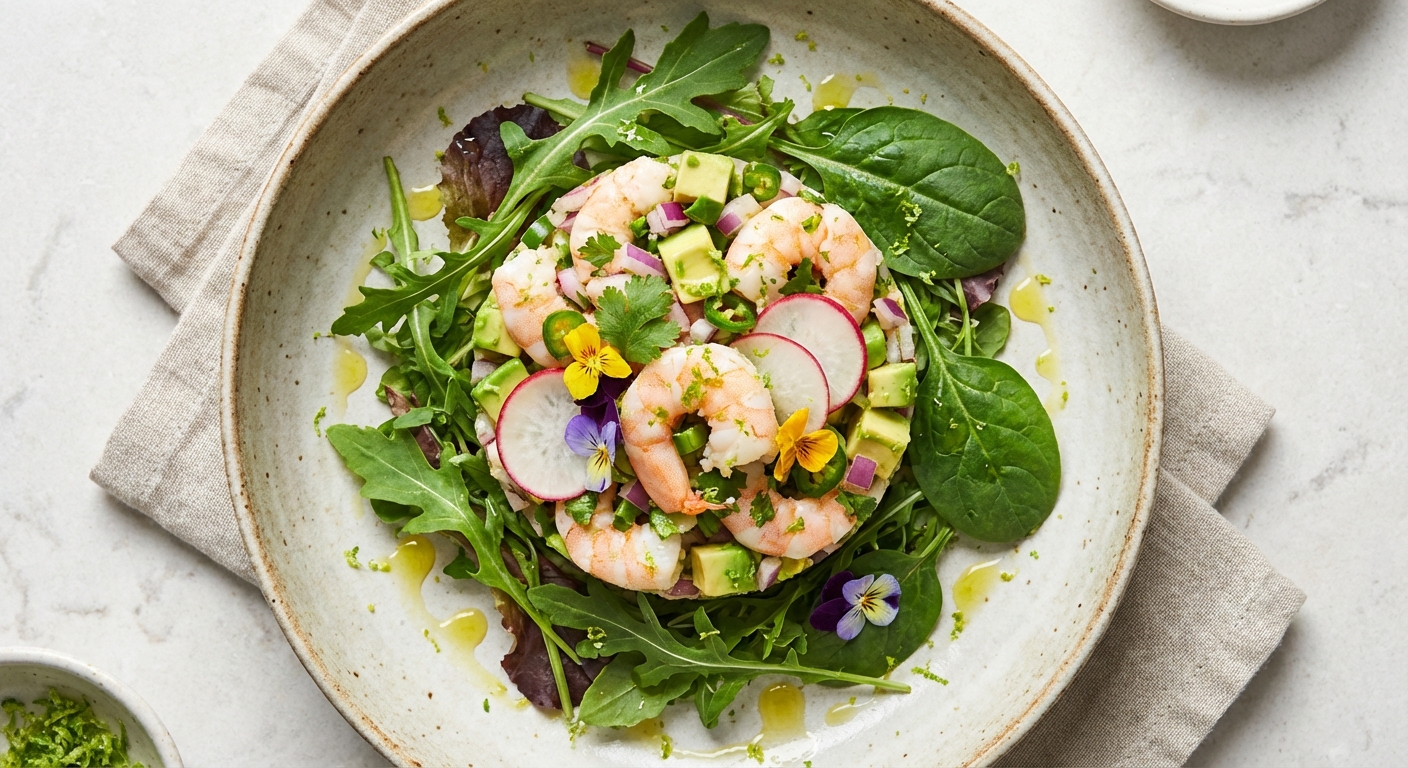 Mexican Shrimp Ceviche with Avocado & Mixed Greens