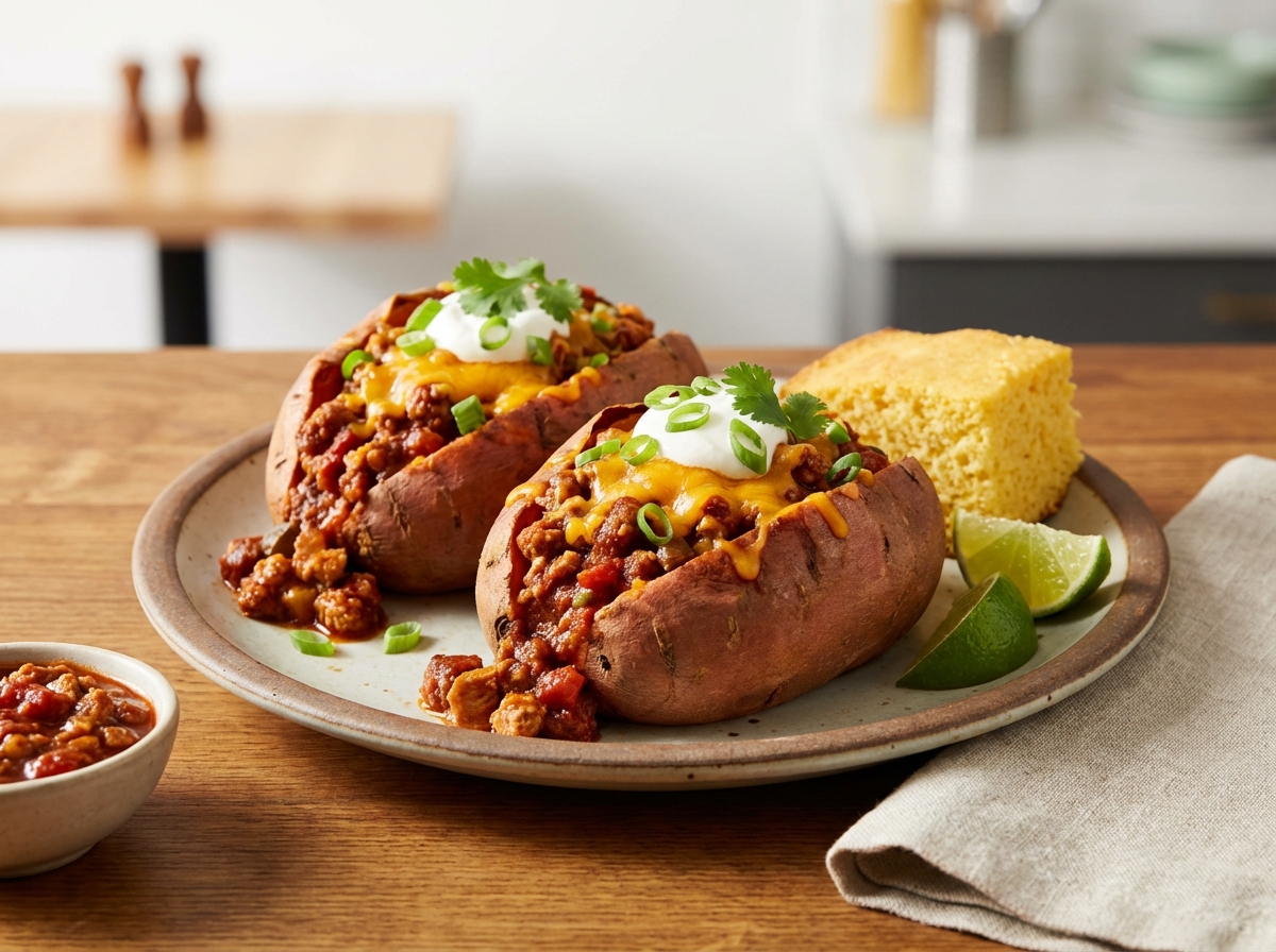 Turkey Chili-Stuffed Sweet Potatoes