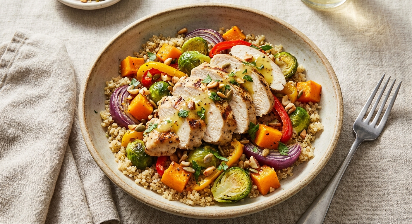 Grilled Chicken & Quinoa Salad with Roasted Veggies
