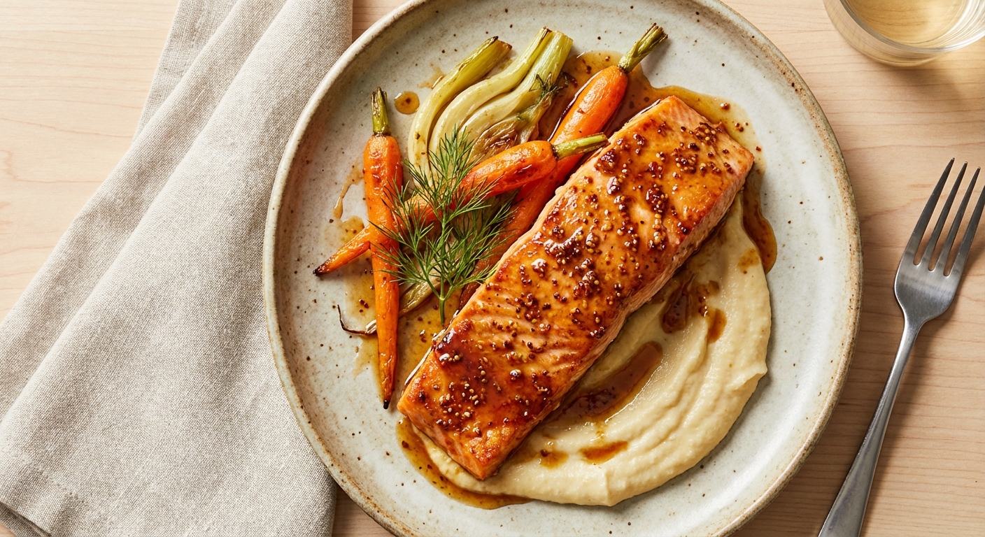Roasted Salmon Glazed With Brown Sugar and Mustard