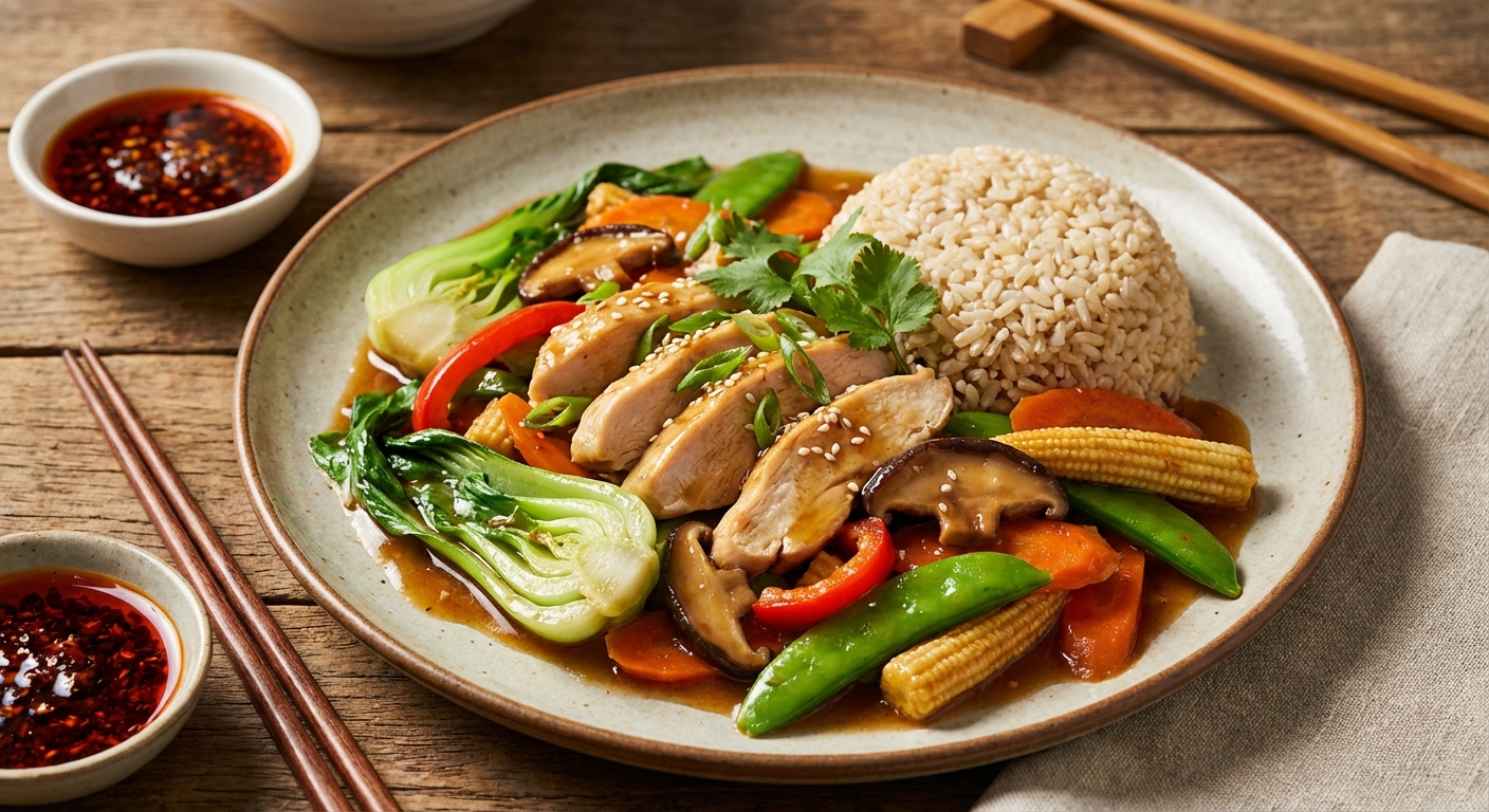 Chinese-Style Chicken & Vegetable Stir-Fry with Brown Rice