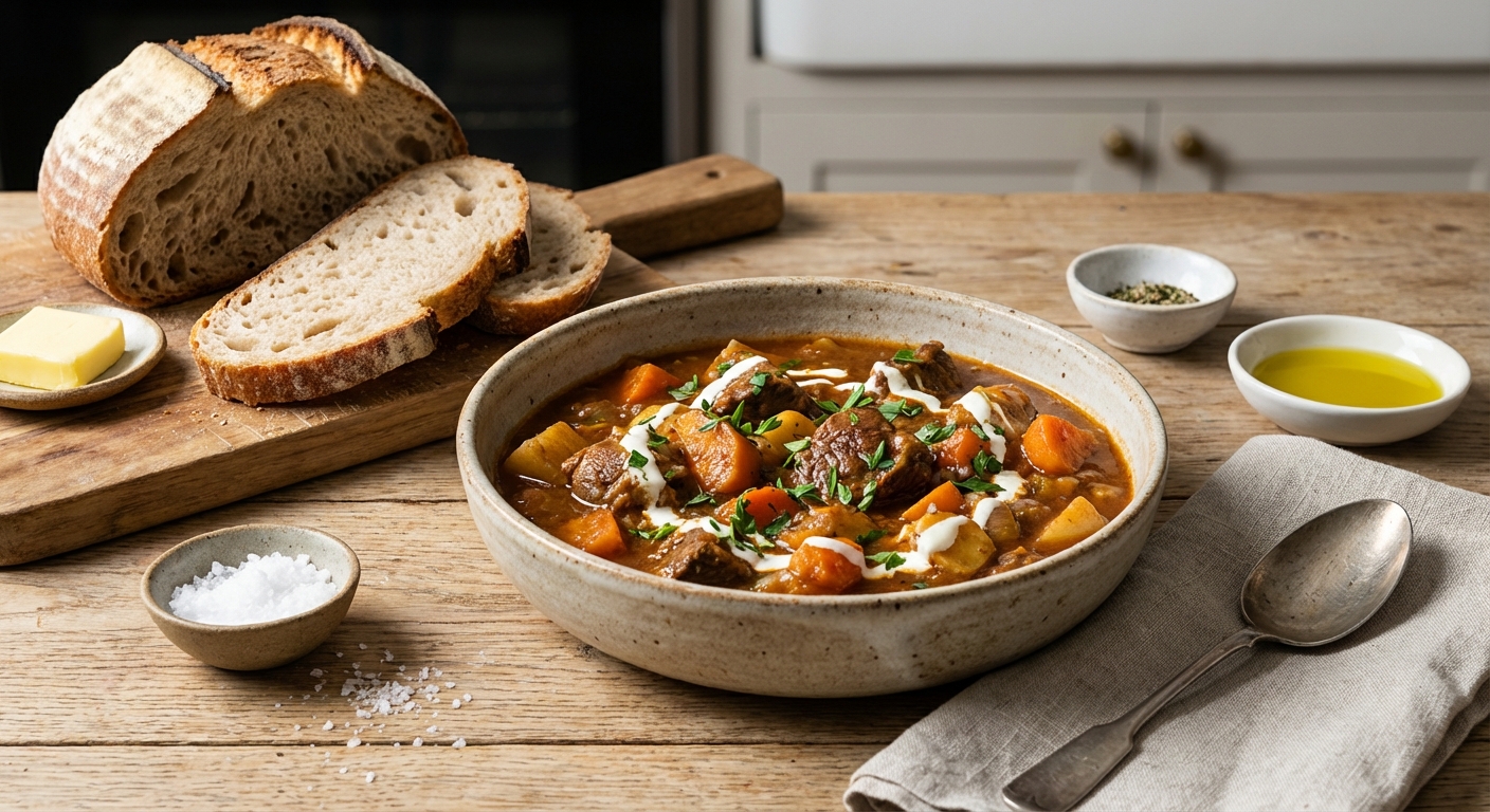 Hearty Soup with Homemade Bread