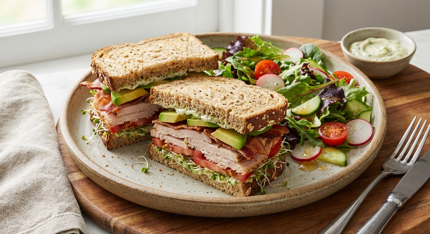 Turkey & Avocado Whole-Grain Sandwich with Side Salad