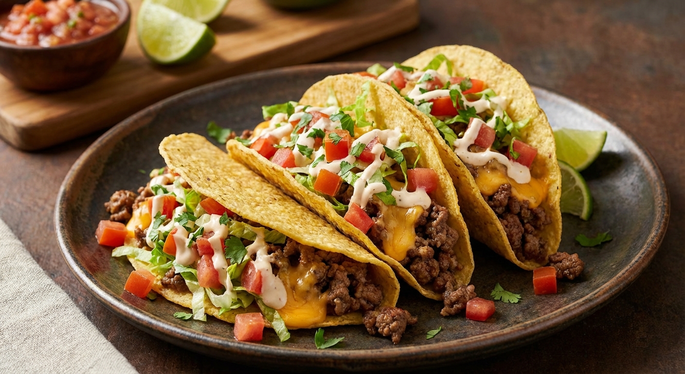 Creamy Cheddar Hamburger Tacos (Tex‑Mex Comfort Tacos)