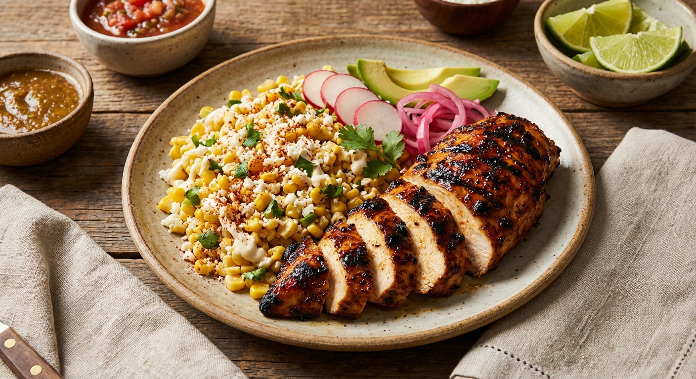 Grilled Chicken with Mexican Street Corn Salad (Esquites)