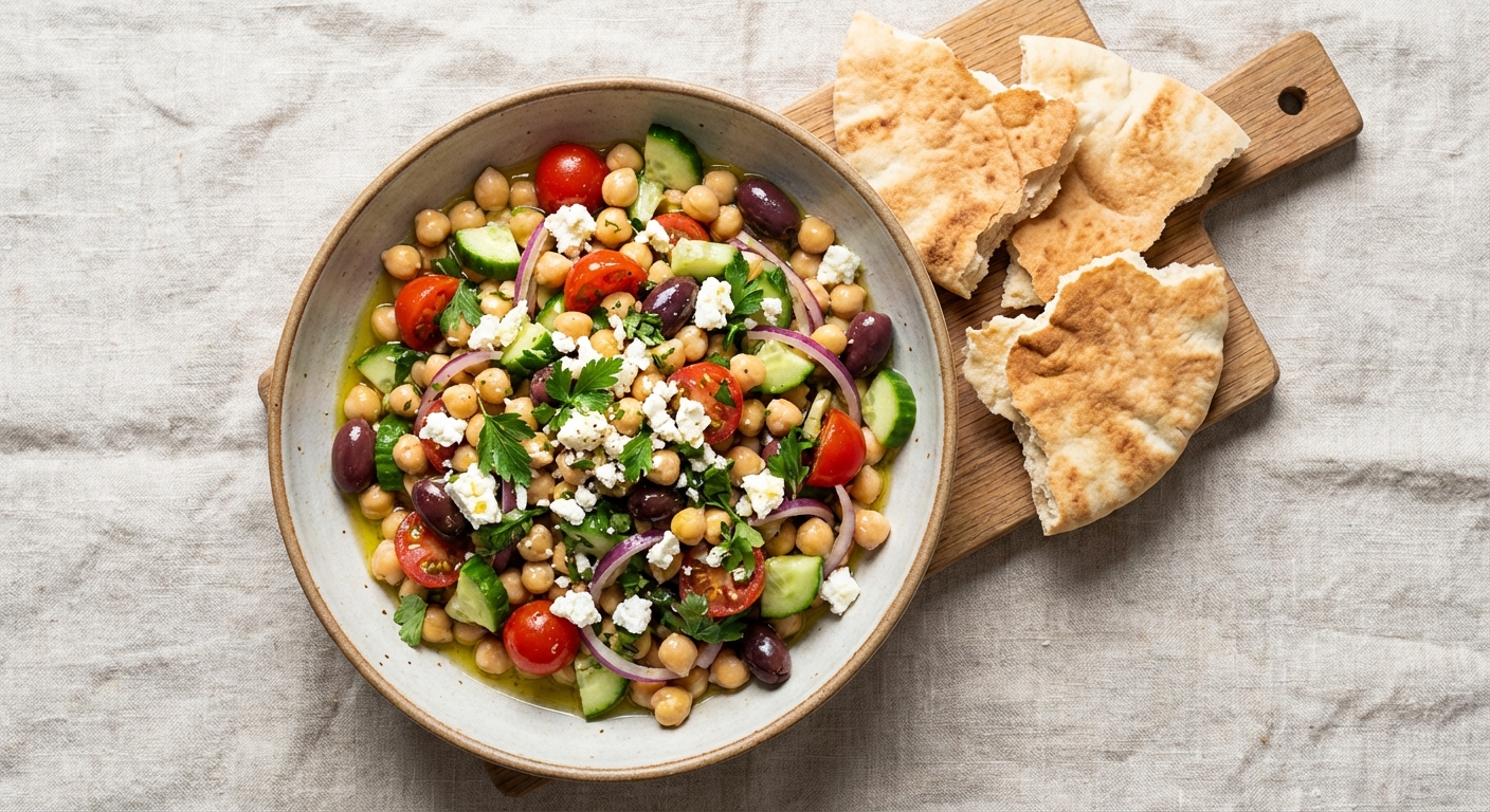 Mediterranean Chickpea Salad with Pita