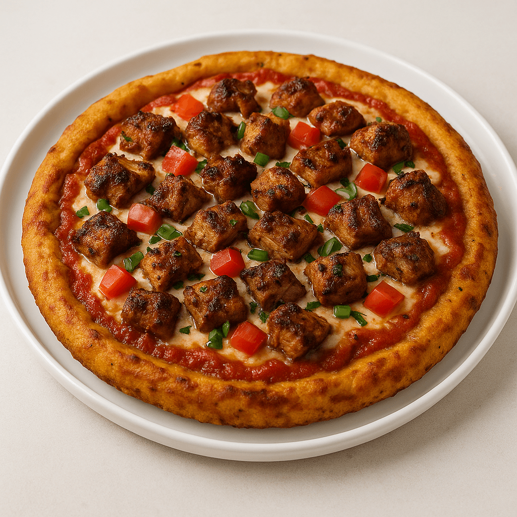 Stuffed Jerk Chicken Plantain Crust Coco Bread Pizza