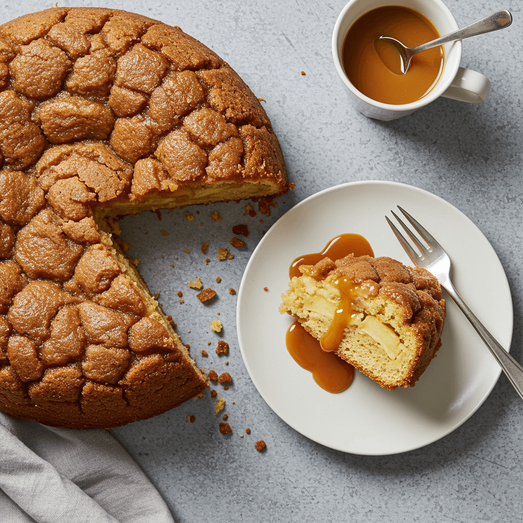Chunky Apple Cake with Butterscotch Sauce - Delicious Homemade Recipe