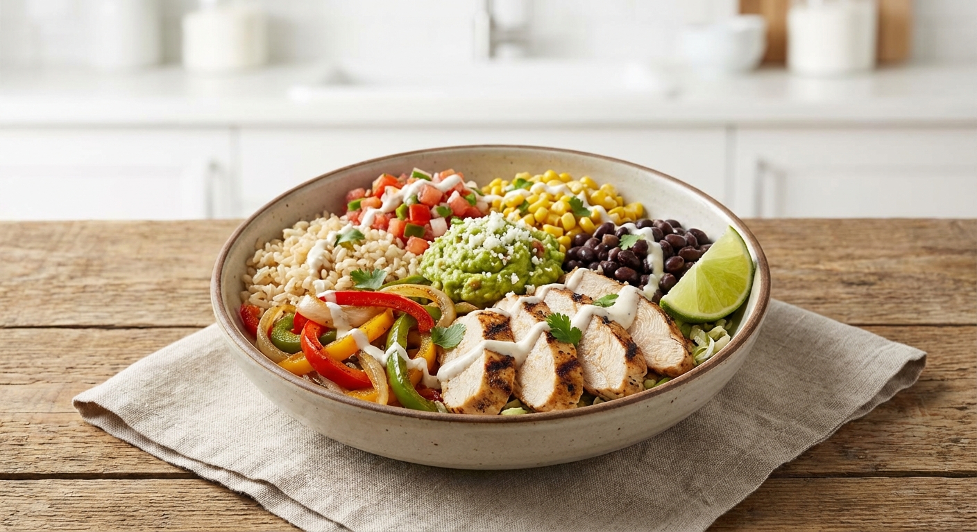 Chicken Fajita Bowls with Brown Rice & Black Beans