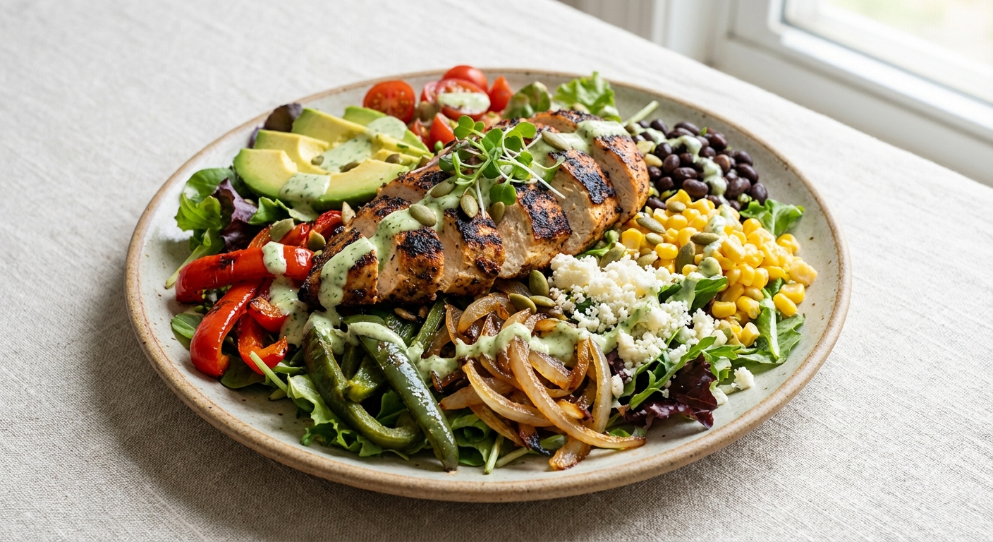 Grilled Chicken Fajita Salad (No Tortillas)