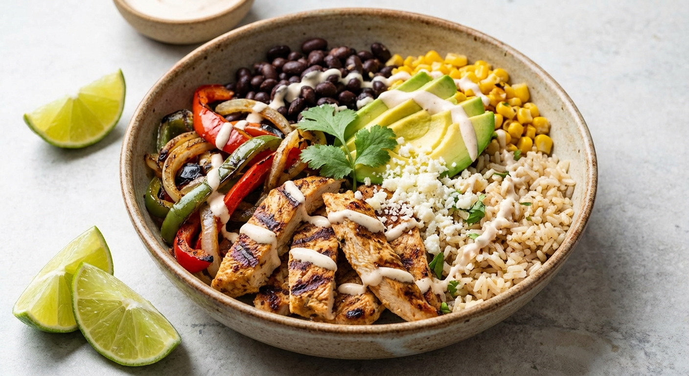 Chicken Fajita Bowl with Black Beans & Avocado