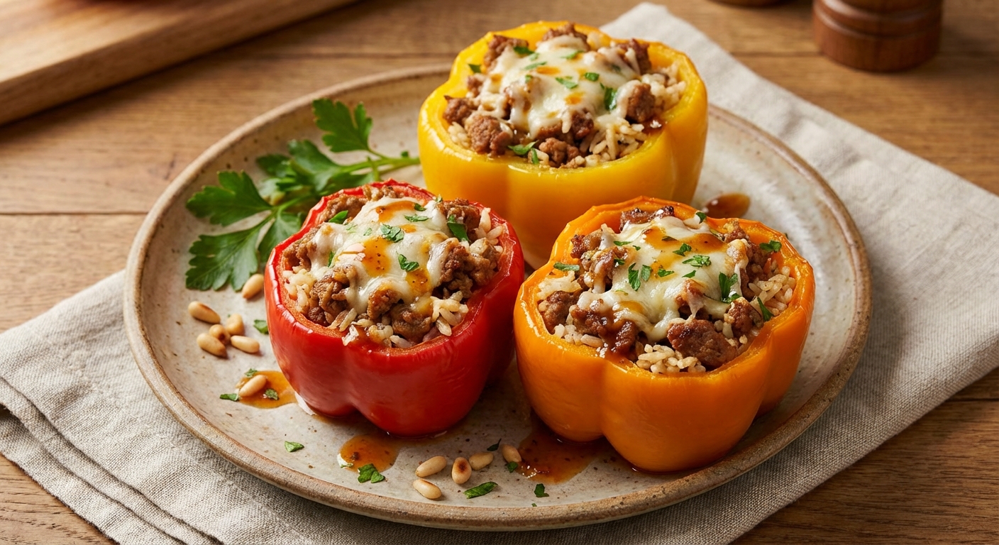 Stuffed Bell Peppers with Ground Turkey and Rice